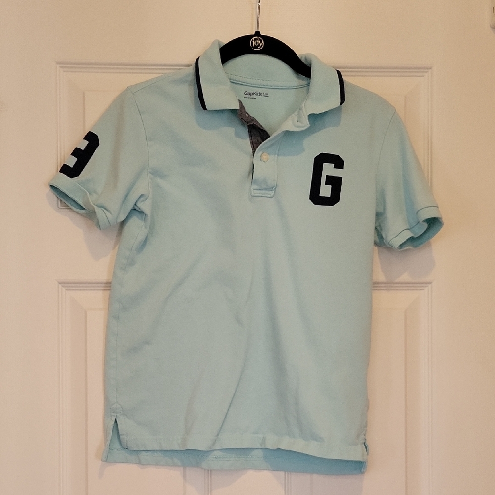 GAP Kids Sky Blue Polo with Navy Accents, Size Large (10), EUC.
